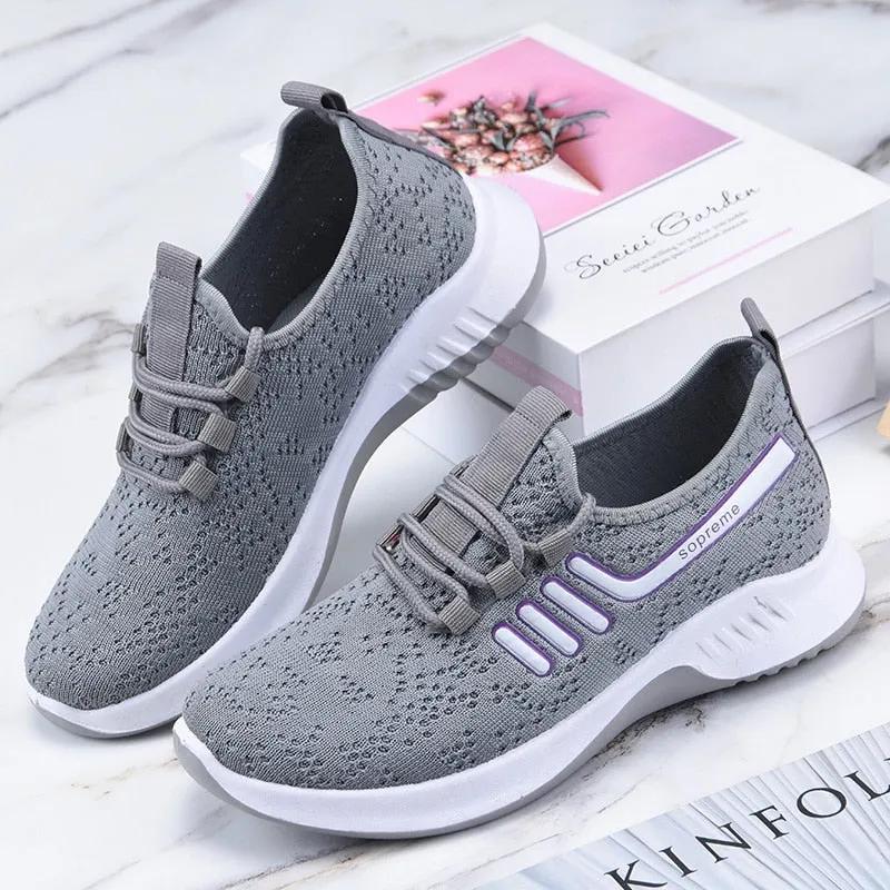 Women Sneakers Sports Shoes Ladies Flat Trainers Platform Woman Femme Dames Breathable Black Mujer Tenis Feminino