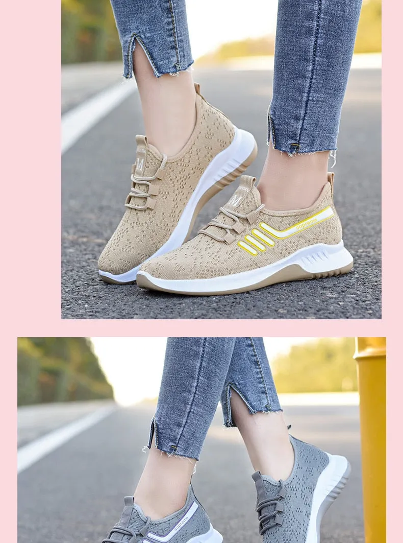 Women Sneakers Sports Shoes Ladies Flat Trainers Platform Woman Femme Dames Breathable Black Mujer Tenis Feminino