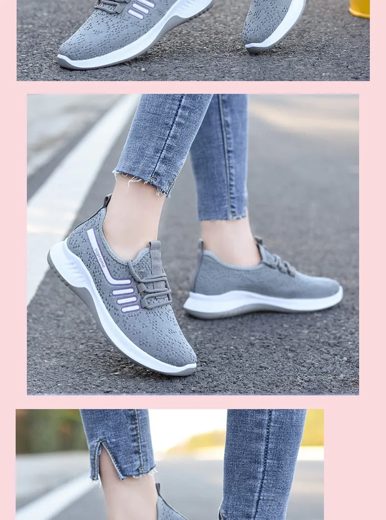 Women Sneakers Sports Shoes Ladies Flat Trainers Platform Woman Femme Dames Breathable Black Mujer Tenis Feminino