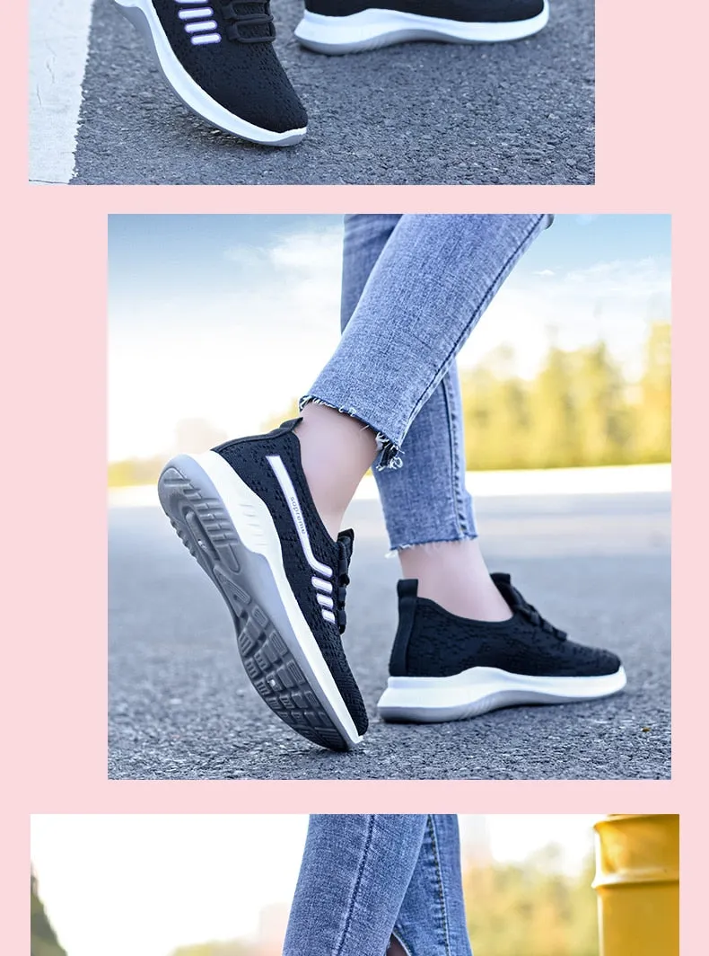 Women Sneakers Sports Shoes Ladies Flat Trainers Platform Woman Femme Dames Breathable Black Mujer Tenis Feminino