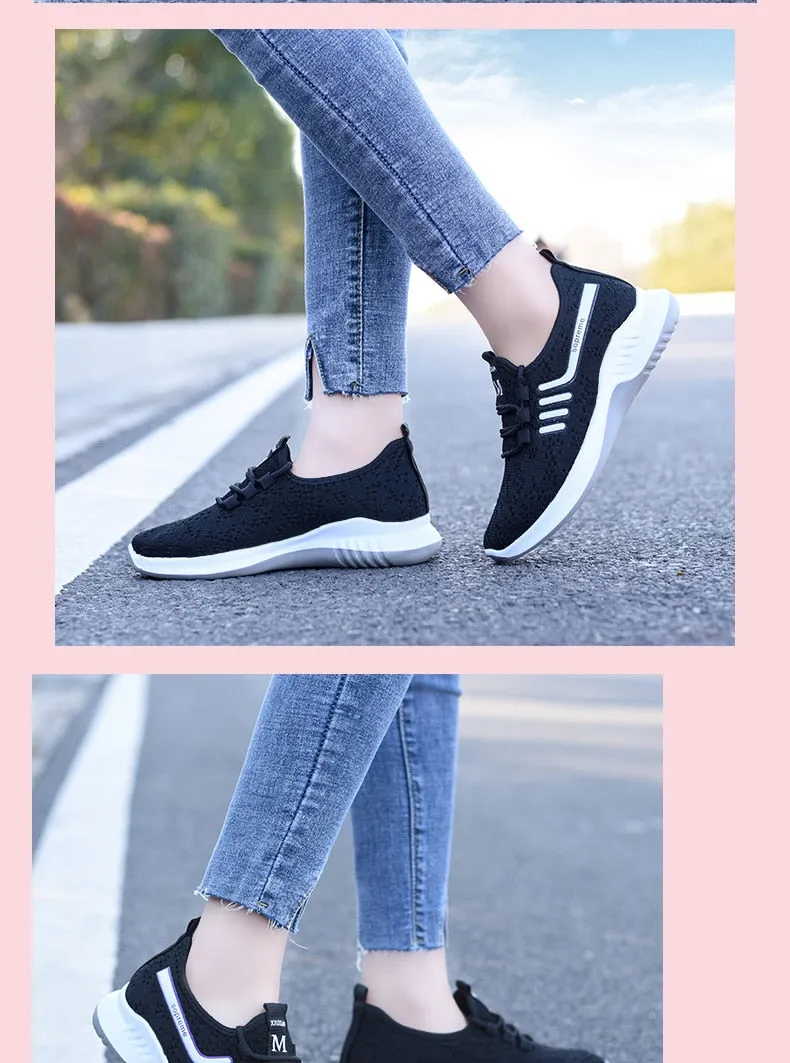 Women Sneakers Sports Shoes Ladies Flat Trainers Platform Woman Femme Dames Breathable Black Mujer Tenis Feminino