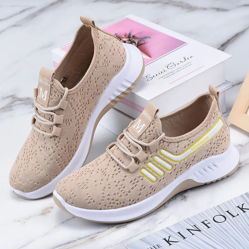 Women Sneakers Sports Shoes Ladies Flat Trainers Platform Woman Femme Dames Breathable Black Mujer Tenis Feminino