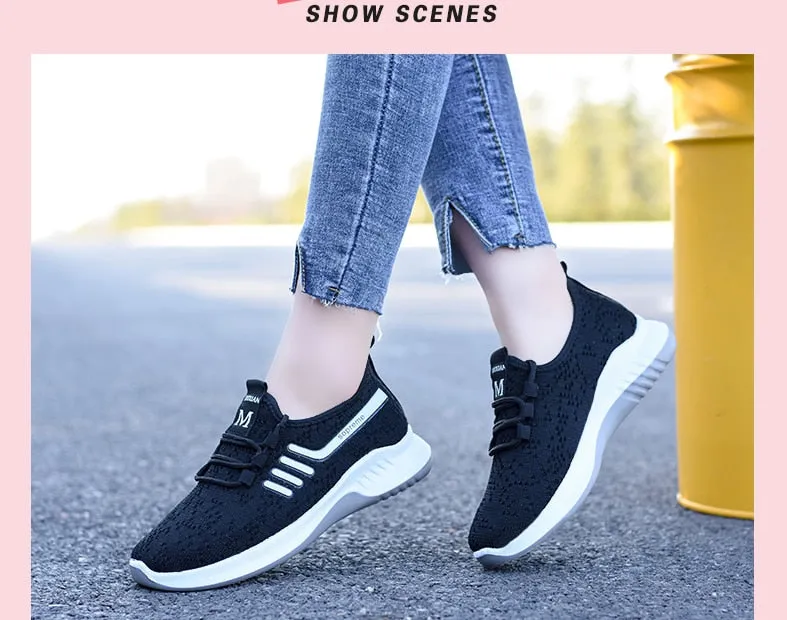 Women Sneakers Sports Shoes Ladies Flat Trainers Platform Woman Femme Dames Breathable Black Mujer Tenis Feminino