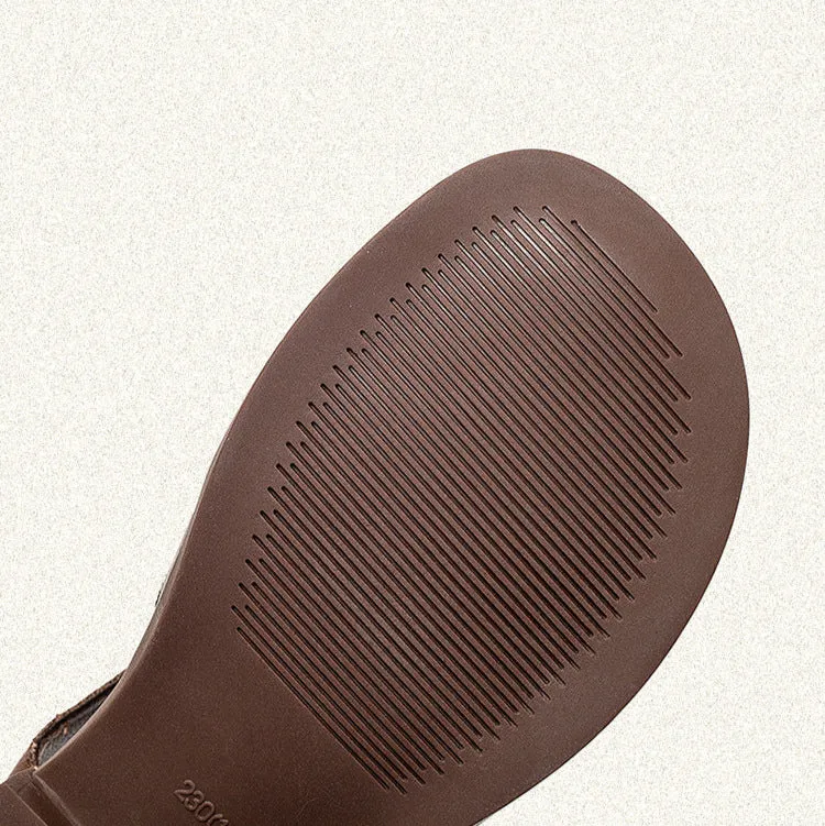 Women's Closed Toe Leather Flat Fisherman Shoes Sandals