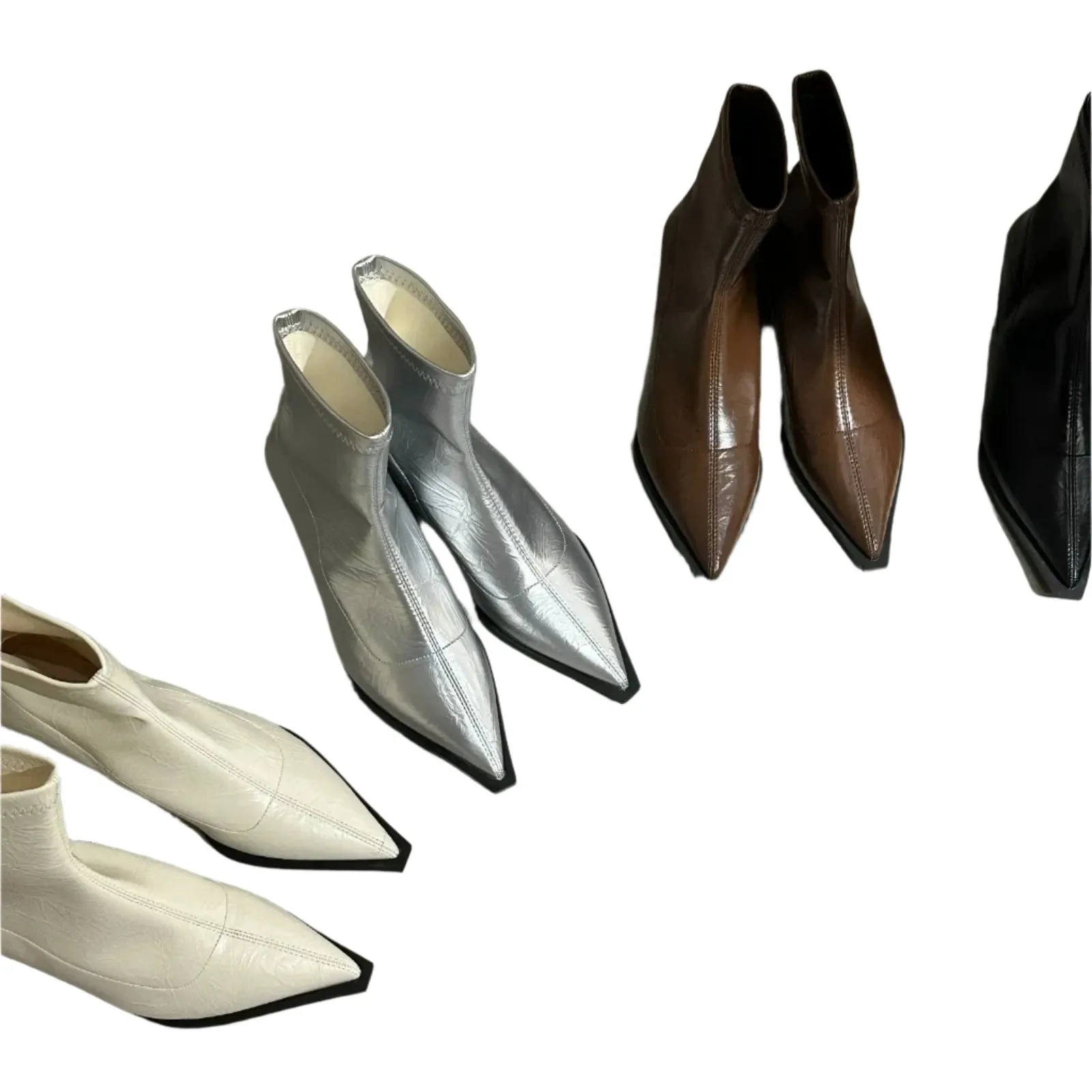 Women's Fashion Ankle Boots - Pointed Toe, Square Low Heel, Casual Winter Footwear