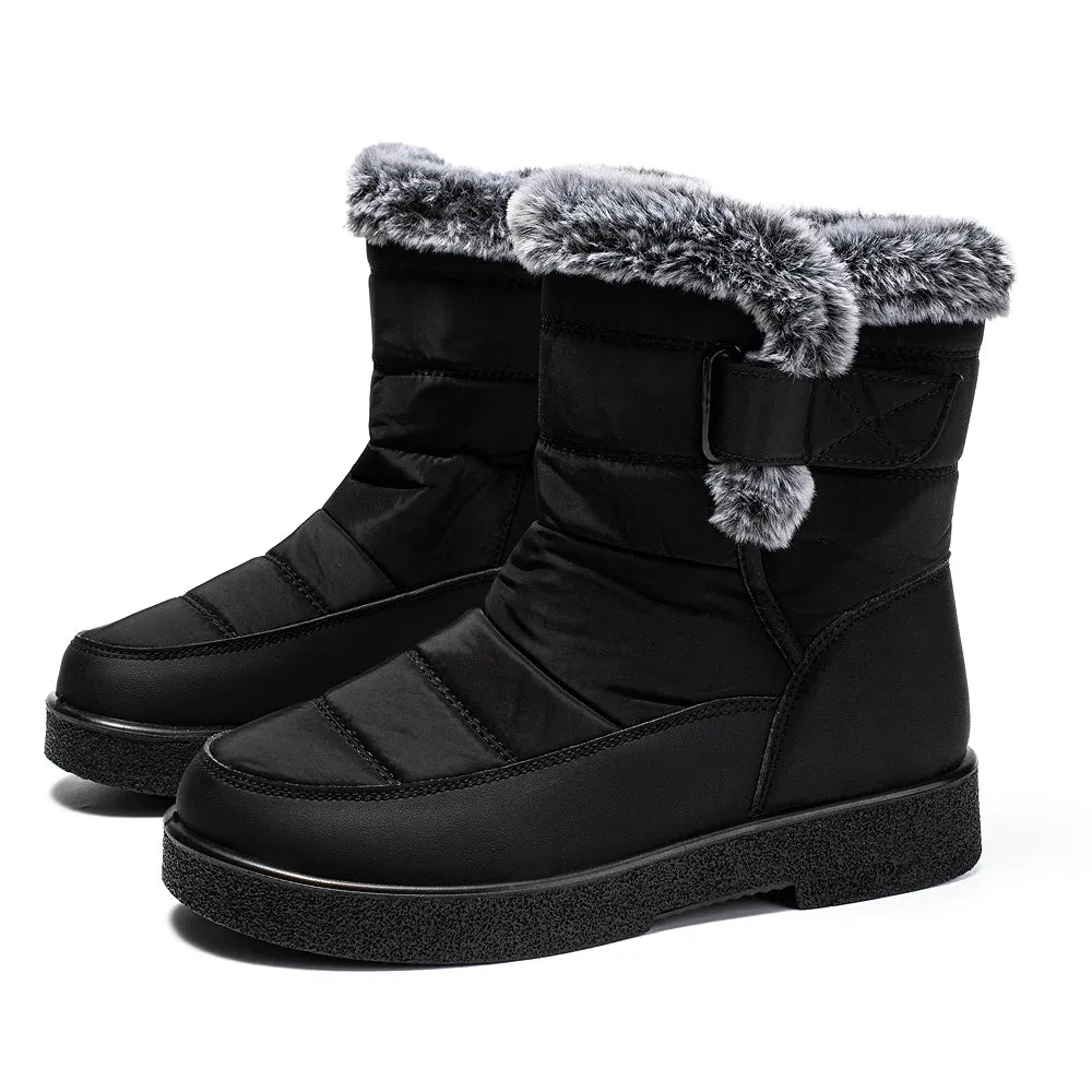 Women's Fur Waterproof Winter Boots – Warm Plush Inner Anti-Slip Cotton Padded Platform Ankle Booties