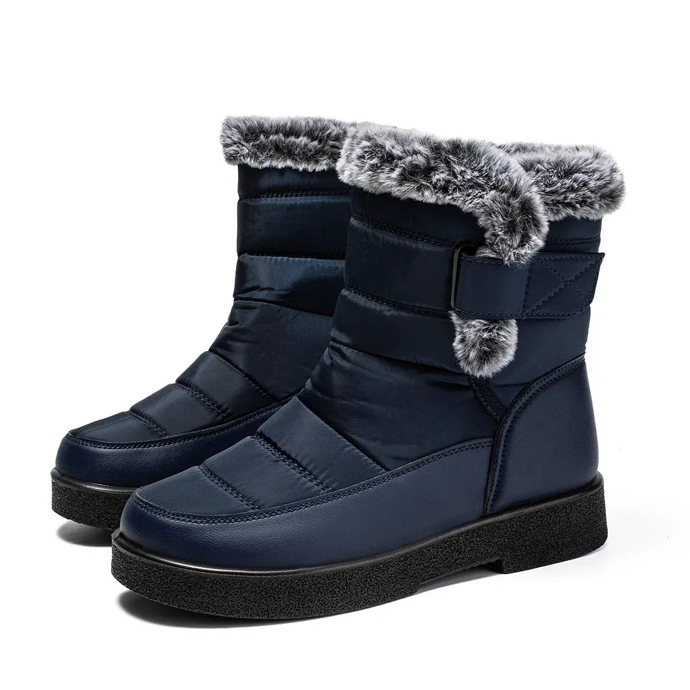 Women's Fur Waterproof Winter Boots – Warm Plush Inner Anti-Slip Cotton Padded Platform Ankle Booties