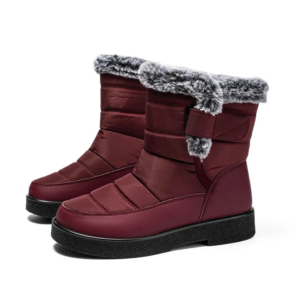Women's Fur Waterproof Winter Boots – Warm Plush Inner Anti-Slip Cotton Padded Platform Ankle Booties