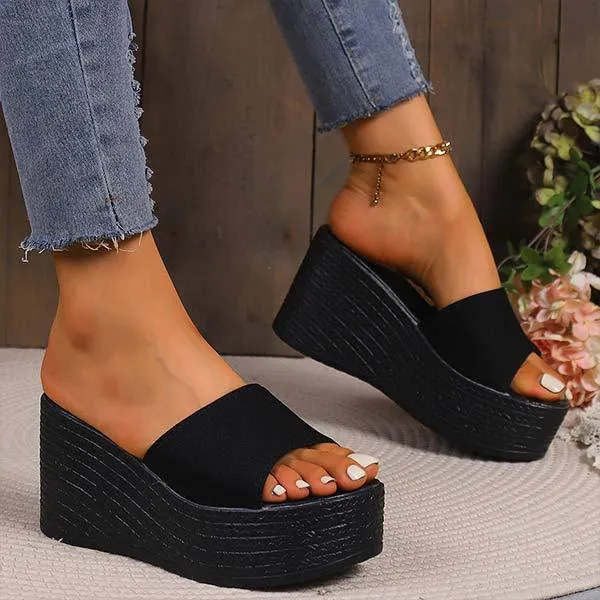 Women's Peep Toe Fish Mouth Sandals with Platform Wedge Heel 28014790C