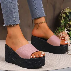 Women's Peep Toe Fish Mouth Sandals with Platform Wedge Heel 28014790C