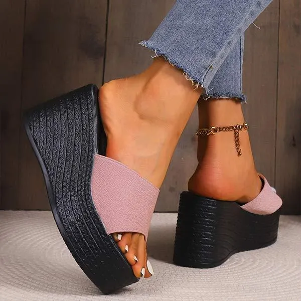 Women's Peep Toe Fish Mouth Sandals with Platform Wedge Heel 28014790C