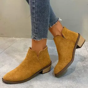 Women's Pointed-Toe Chunky Heel Rear-Zip Martin Boots 00246358C