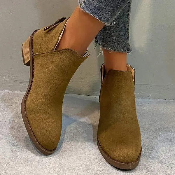 Women's Pointed-Toe Chunky Heel Rear-Zip Martin Boots 00246358C