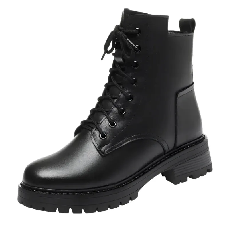 Women’s Winter Snow Boots – Genuine Leather, Non-Slip Ankle Boots in Large Sizes for Warm Comfort