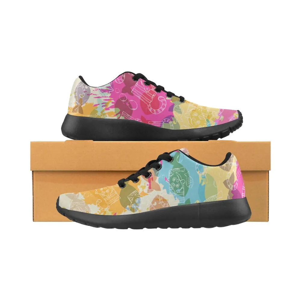 Zenzzle coloured Crazy Cat patterns Women's Running shoes Casual Lightweight Athletic Sneakers US size 6-15