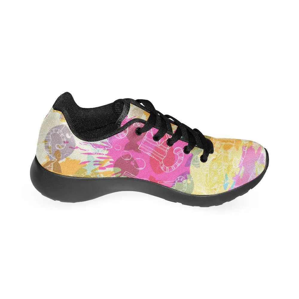 Zenzzle coloured Crazy Cat patterns Women's Running shoes Casual Lightweight Athletic Sneakers US size 6-15