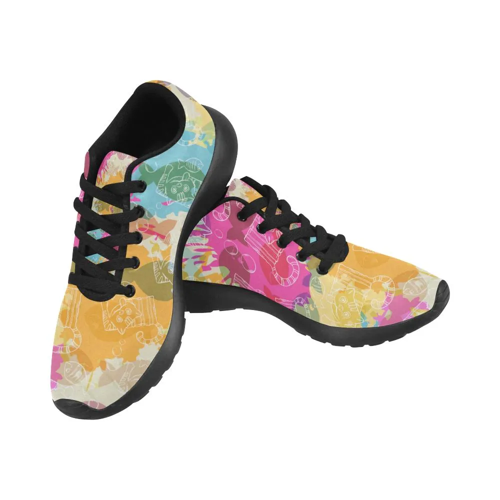 Zenzzle coloured Crazy Cat patterns Women's Running shoes Casual Lightweight Athletic Sneakers US size 6-15