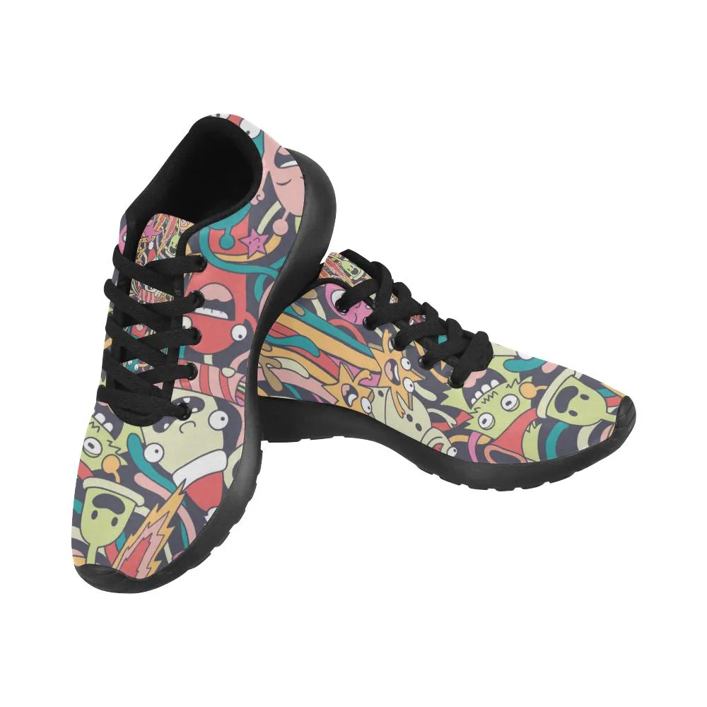 Zenzzle cute crazy monsters pattern print on Women's Running shoes Casual Lightweight Athletic Sneakers US size 6-15