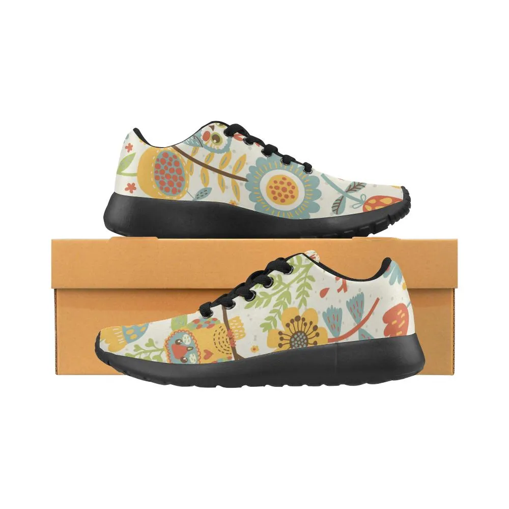 Zenzzle Floral pattern with owl and bird print on Women's Running shoes Casual Lightweight Athletic Sneakers US size 6-15