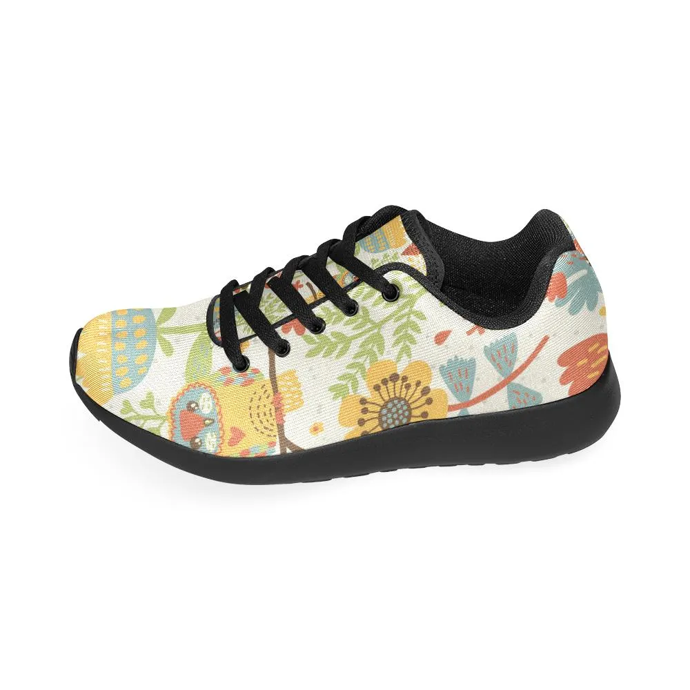 Zenzzle Floral pattern with owl and bird print on Women's Running shoes Casual Lightweight Athletic Sneakers US size 6-15