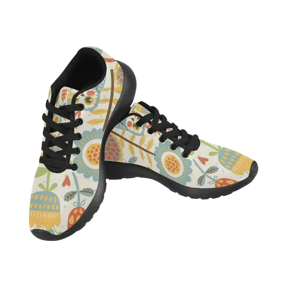 Zenzzle Floral pattern with owl and bird print on Women's Running shoes Casual Lightweight Athletic Sneakers US size 6-15
