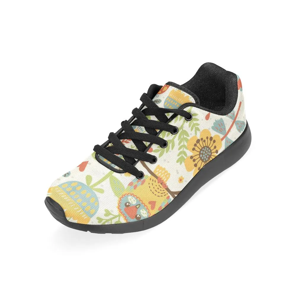 Zenzzle Floral pattern with owl and bird print on Women's Running shoes Casual Lightweight Athletic Sneakers US size 6-15